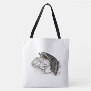 A sleeping Angel , Black and white Design Tote Bag