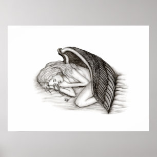 A sleeping Angel , black and white Poster