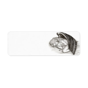 A sleeping Angel , black and white Return Address Label