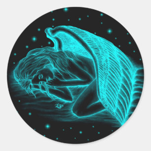 A sleeping Angel Classic Round Sticker