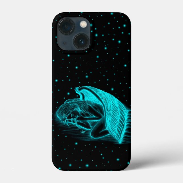A sleeping Angel in black and green design Case-Mate iPhone Case (Back)