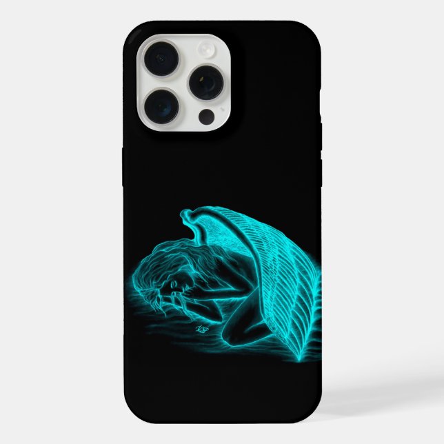 A sleeping Angel in black and green Design iPhone Case (Back)