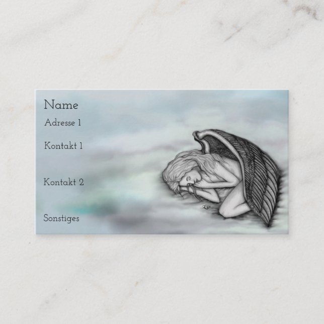 A sleeping Angel on the heavens clouds Business Card (Front)