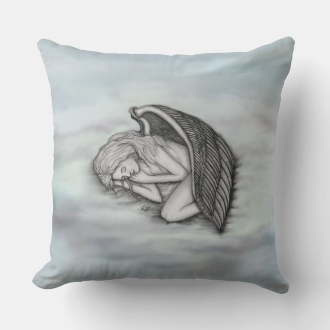 A sleeping Angel on the heavens clouds Cushion (Front)