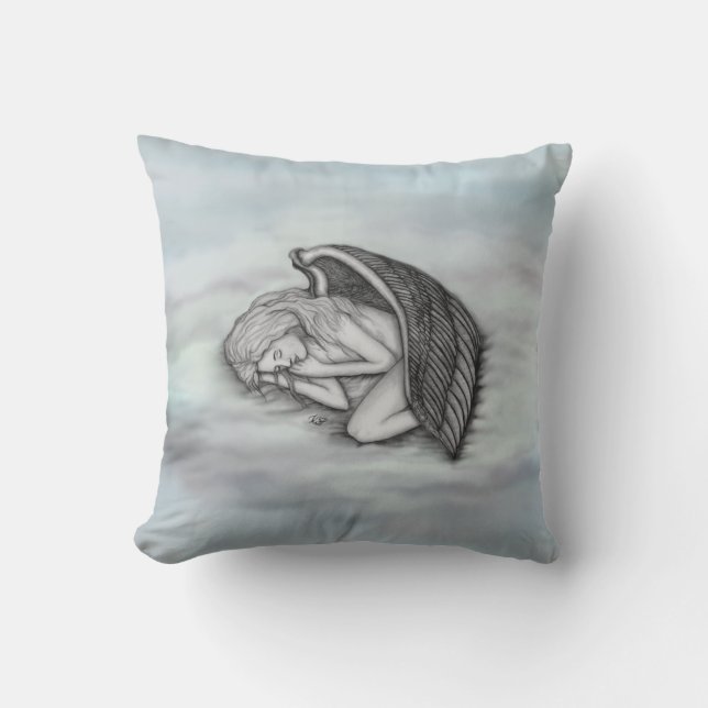 A sleeping Angel on the heavens clouds Cushion (Front)