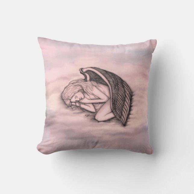 A sleeping Angel on the heavens clouds Cushion (Front)