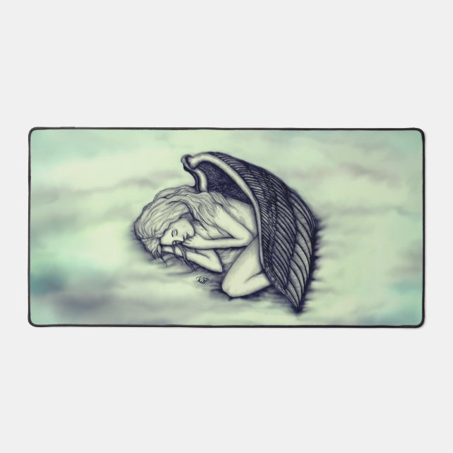 A sleeping Angel on the heavens clouds Desk Mat (Front)