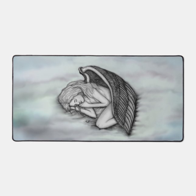 A sleeping Angel on the heavens clouds Desk Mat (Front)