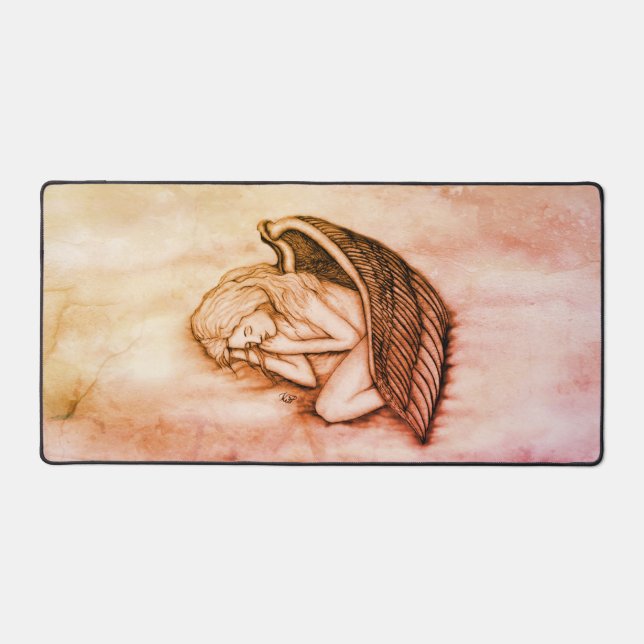 A sleeping Angel on the heavens clouds Desk Mat (Front)