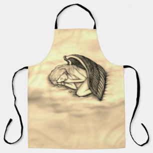 A sleeping Angel on the heavens clouds gold design Apron