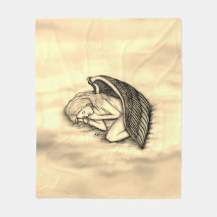 A sleeping Angel on the heavens clouds gold design Fleece Blanket