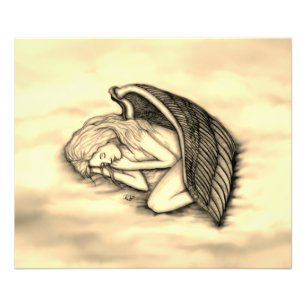 A sleeping Angel on the heavens clouds gold design Photo Print