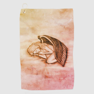A sleeping Angel on the heavens clouds Golf Towel