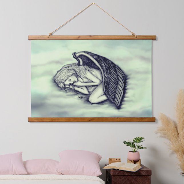A sleeping Angel on the heavens clouds Hanging Tapestry (Bedroom)