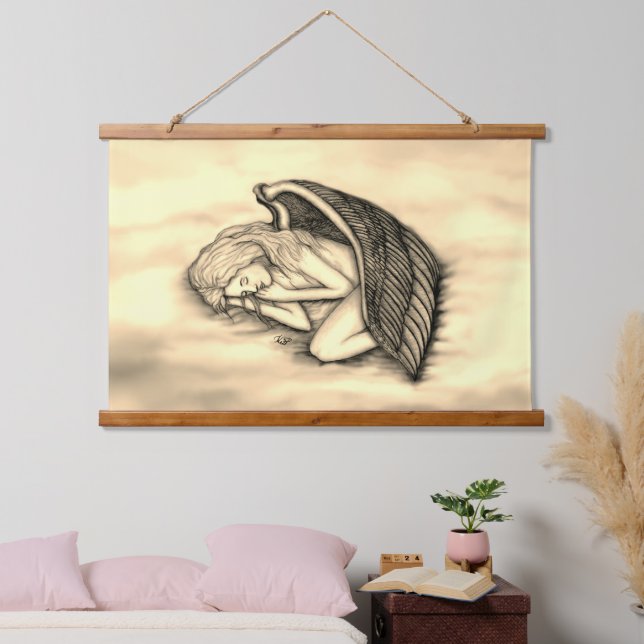 A sleeping Angel on the heavens clouds Hanging Tapestry (Bedroom)