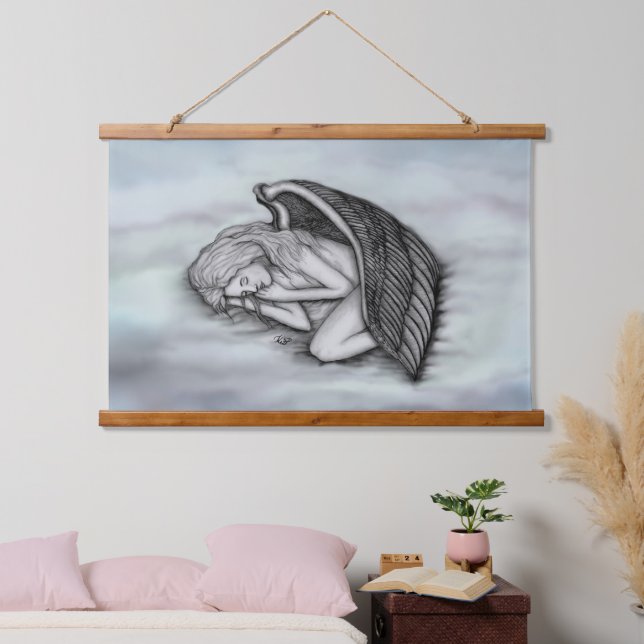 A sleeping Angel on the heavens clouds Hanging Tapestry (Bedroom)