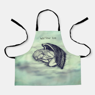A sleeping Angel on the heavens clouds in green Apron
