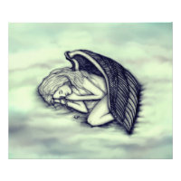 A sleeping Angel on the heavens clouds in green