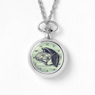 A sleeping Angel on the heavens clouds in green Watch