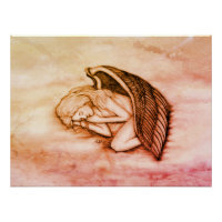 A sleeping Angel on the heavens clouds in marmor