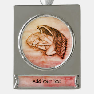 A sleeping Angel on the heavens clouds in marmor Silver Plated Banner Ornament