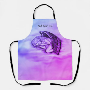 A sleeping Angel on the heavens clouds in pink Apron