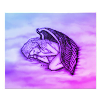 A sleeping Angel on the heavens clouds in pink Photo Print