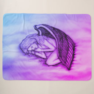 A sleeping Angel on the heavens clouds in pink Sherpa Blanket