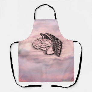 A sleeping Angel on the heavens clouds in rose Apron