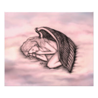 A sleeping Angel on the heavens clouds in rose