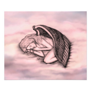 A sleeping Angel on the heavens clouds in rose Photo Print