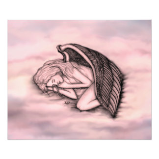 A sleeping Angel on the heavens clouds in rose Photo Print