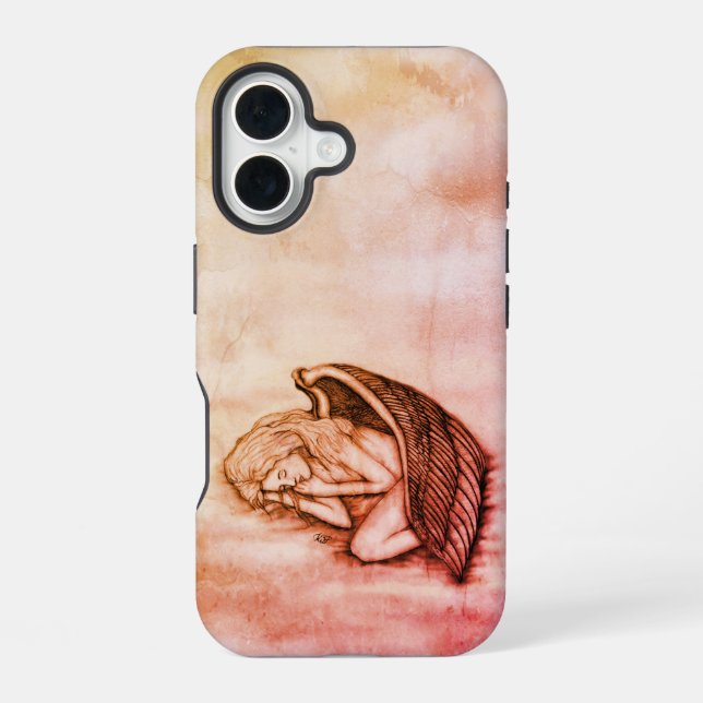 A sleeping Angel on the heavens clouds iPhone 16 Case (Back)