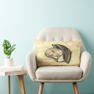 A sleeping Angel on the heavens clouds Lumbar Cushion