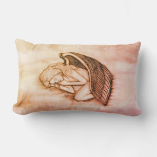 A sleeping Angel on the heavens clouds Lumbar Cushion