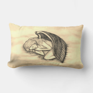 A sleeping Angel on the heavens clouds Lumbar Cushion
