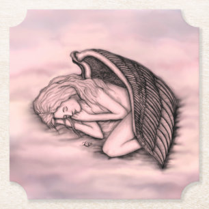 A sleeping Angel on the heavens clouds Paper Coaster