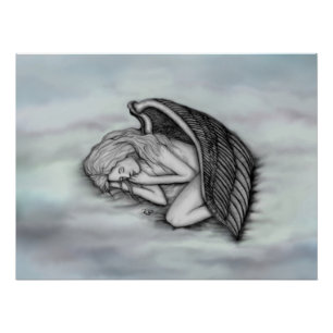 A sleeping Angel on the heavens clouds Poster