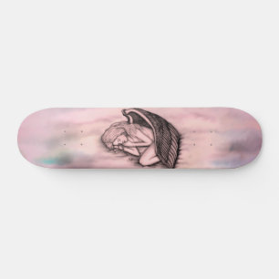 A sleeping Angel on the heavens clouds Skateboard