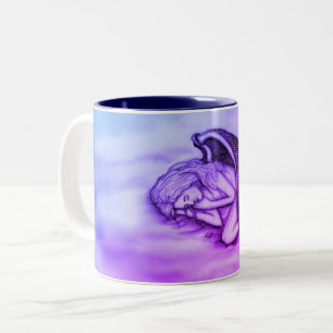 A sleeping Angel on the heavens clouds Two-Tone Coffee Mug