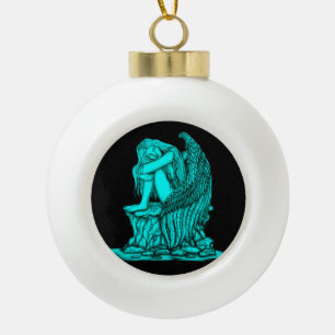 A sleeping Angel on the Stone Ceramic Ball Christmas Ornament