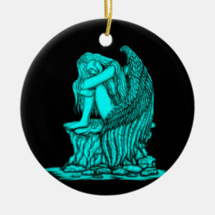 A sleeping Angel on the Stone Ceramic Ornament