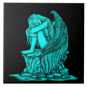 A sleeping Angel on the Stone Ceramic Tile