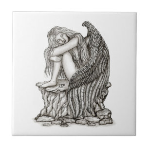A sleeping Angel on the Stone Ceramic Tile