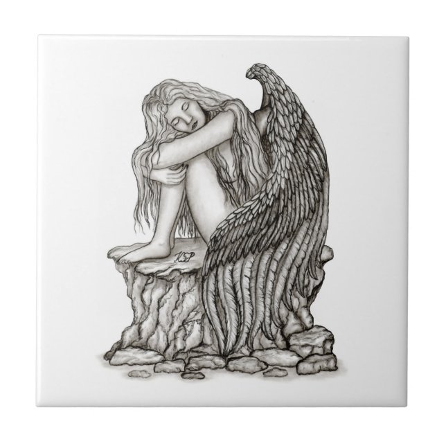 A sleeping Angel on the Stone Ceramic Tile (Front)