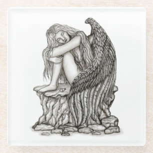 A sleeping Angel on the Stone Glass Coaster