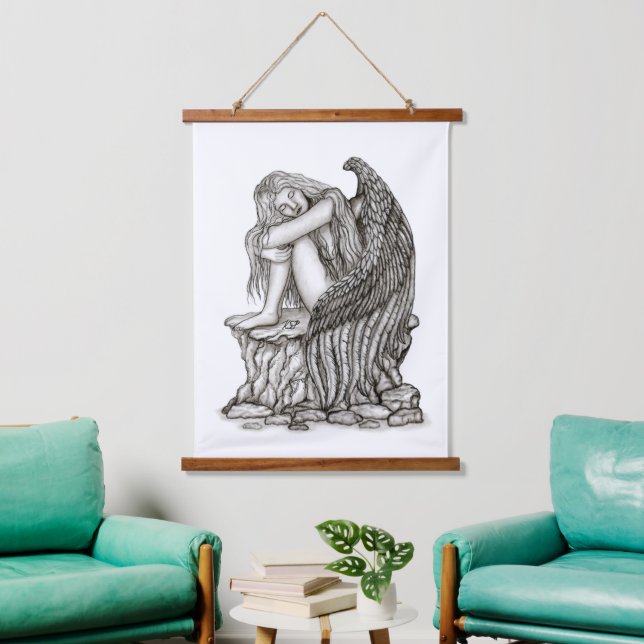 A sleeping Angel on the Stone Hanging Tapestry (Living Room)