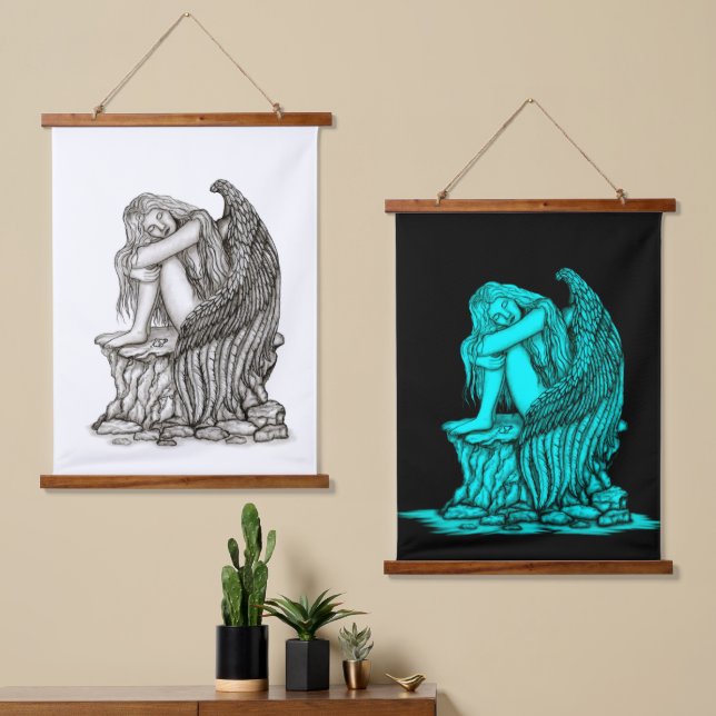 A sleeping Angel on the Stone Hanging Tapestry (Asymmetrical)