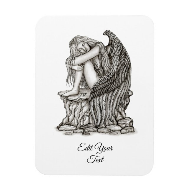 A sleeping Angel on the Stone Magnet (Vertical)