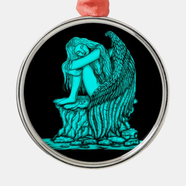 A sleeping Angel on the Stone Metal Ornament (Front)